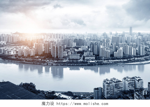 长江与重庆城市景观鸟瞰图重庆城市景观